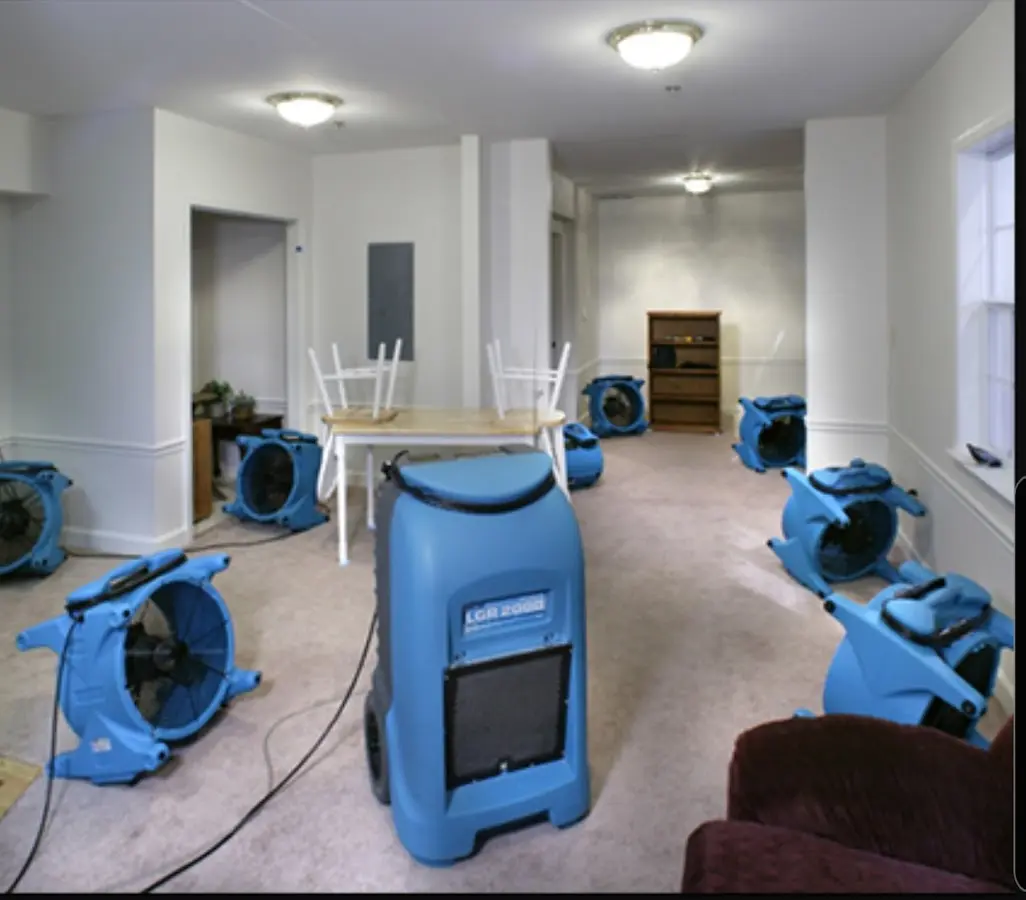 Air movers and dehumidifier setup for Water Extraction & Removal in Pittsgrove
